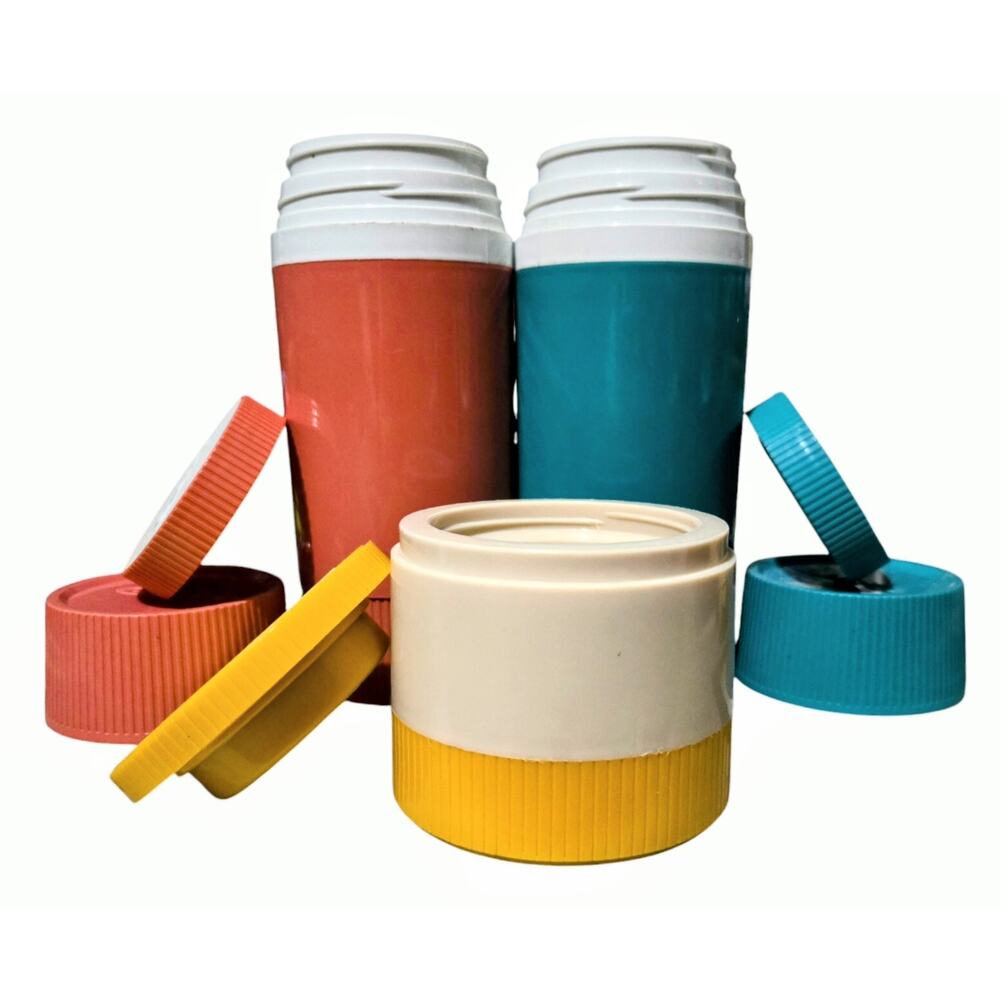 Vintage Thermos 70s Gott Aladdin Plastic Insulated Travel Camping Decor Lot of 3 - Picture 2 of 7